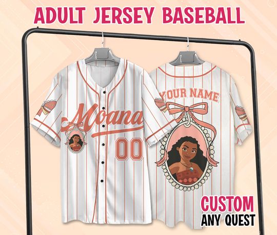 Discover Custom Coquette Bow Disney Princess Moana Baseball Jersey, Moana Baseball Jersey