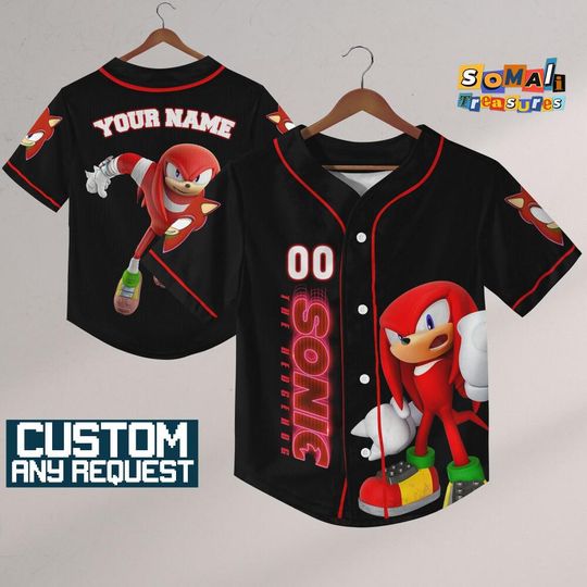 Personalize The Hedgehog Knuckles Speed Jersey Baseball, Sonic the Hedgehog Sports Tee, Gamer Gift Outfit
