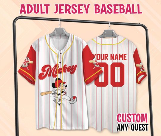 Discover Custom Disney Mickey Mouse Baseball Jersey, Custom Kids Youth Adult Jersey