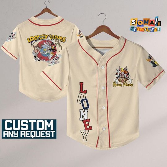 Personalize Looney Tunes Vintage Baseball, Baseball Team Outfit, Gift for Space Jamz Fans, Tune Squad Jersey, Family Jersey
