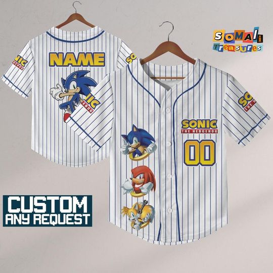 Discover Personalize Sonic The Hedgehog Stripped, Custom Baseball, Sonic the Hedgehog Sports Tee, Gamer Gift Outfit