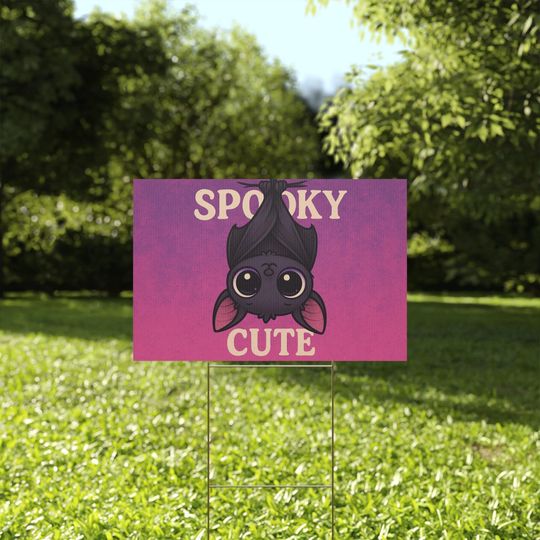 Discover Halloween Yard Sign Spooky Cute Bat Kawaii Halloween Decor Lawn Sign Outdoor Trick or Treat Decoration