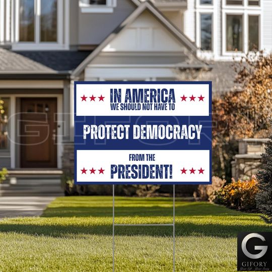 Protect Democracy Yard Sign, Anti Trump Lawn Sign, Patriotic Protest Decor, Liberal Political Sign, Pro America Garden Flag