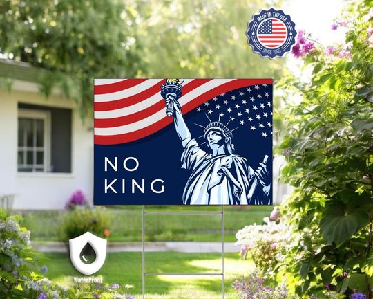 Discover No Kings Freedom Yard Sign, Liberty Statue Sign, Democracy Lawn Sign, Pro Immigrant Sign, Liberal Yard Decor, No Kings 1776 Protest Sign