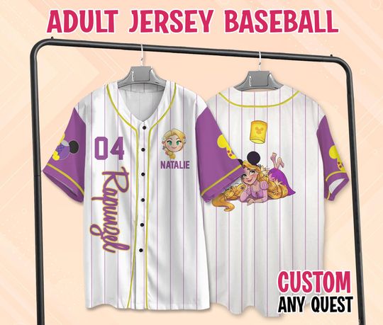 Discover Custom Disney Tangled Rapunzel Baseball Jersey, Princess Rapunzel Baseball Jersey, Disney Rapunzel Jersey, Rapunzel Jersey, Family Jersey