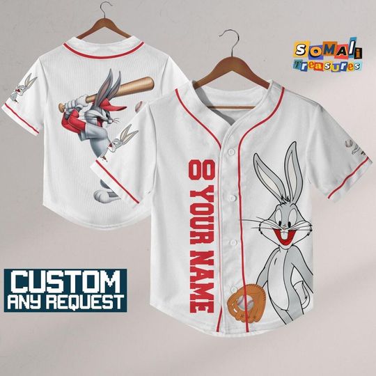 Discover Personalize Looney Tune Bugs Bunny Jersey Baseball, Baseball Team Outfit, Gift for Space Jamz Fans, Tune Squad Jersey, Family Jersey