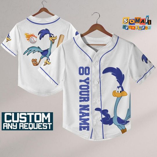 Personalize Looney Tune Road Runner Jersey Baseball, Baseball Team Outfit, Gift for Space Jamz Fans, Tune Squad Jersey, Family Jersey