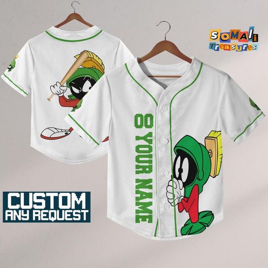 Personalize Looney Tune Marvin Jersey Baseball, Baseball Team Outfit, Gift for Space Jamz Fans, Tune Squad Jersey, Family Jersey