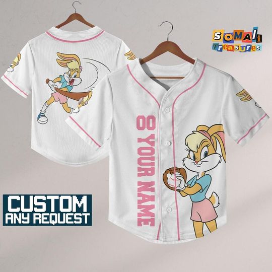 Personalize Looney Tune Bunny Lola Jersey Baseball, Baseball Team Outfit, Gift for Space Jamz Fans, Tune Squad Jersey, Family Jersey