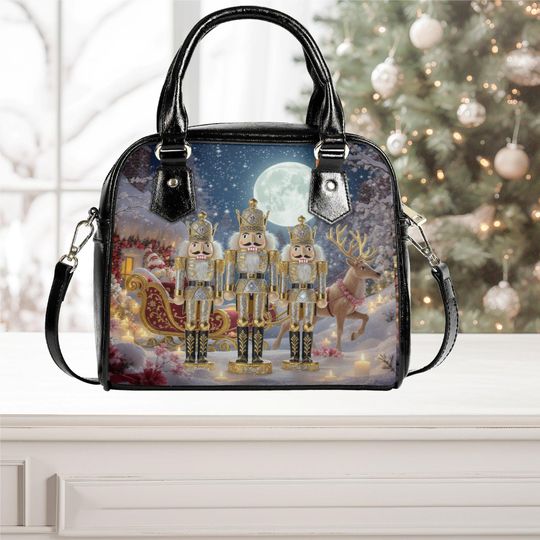 Discover Christmas Nutcrackers Vegan Leather Handbag: Whimsical Winter Tote Purse