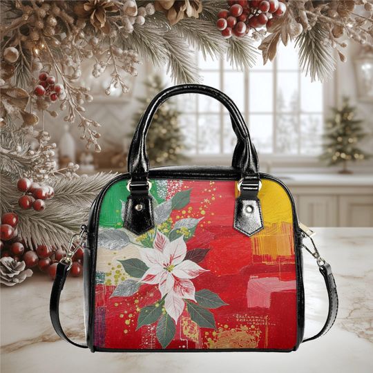 Discover Pastel Floral Vegan Leather Shoulder Bag: Christmas Holiday Tote Purse