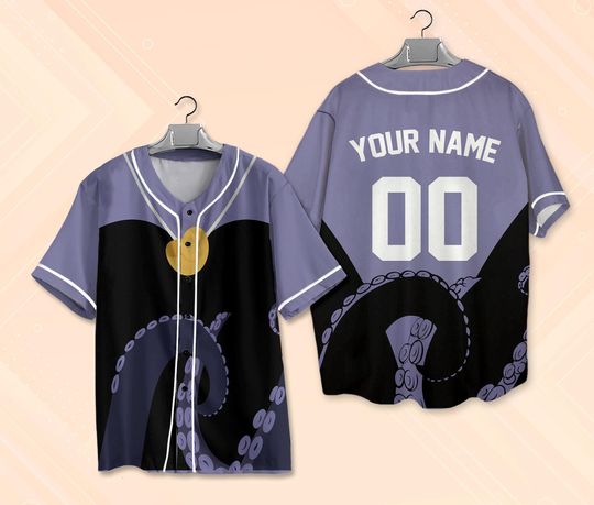 Discover Custom Little Mermaid Ursula Costume Cosplay Baseball Jersey, Ariel Princess Jersey, Disney Halloween Jersey, Disney Villain Baseball Jersey