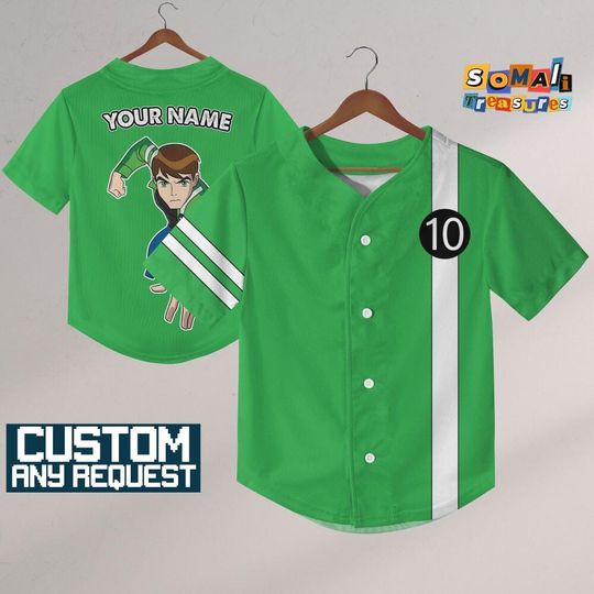 Personalized Ben 10 Ultimate Alien Green Jersey, Custom Kids, Youth, Adult, Birthday, Cartoon Team Outfit