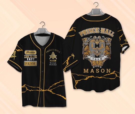 Discover Custom Freemasonry Prince Hall Baseball Jersey, Masonic Medieval Jersey, Freemasonry Jersey Shirt, Custom Name, Lodge Name and Number Jersey