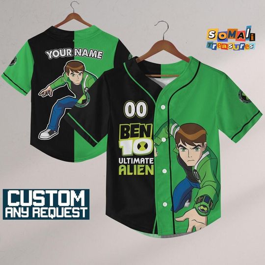 Personalized Ben 10 Ultimate Alien Two Color Green And Black, Custom Kids, Youth, Adult, Birthday, Cartoon Team Outfit