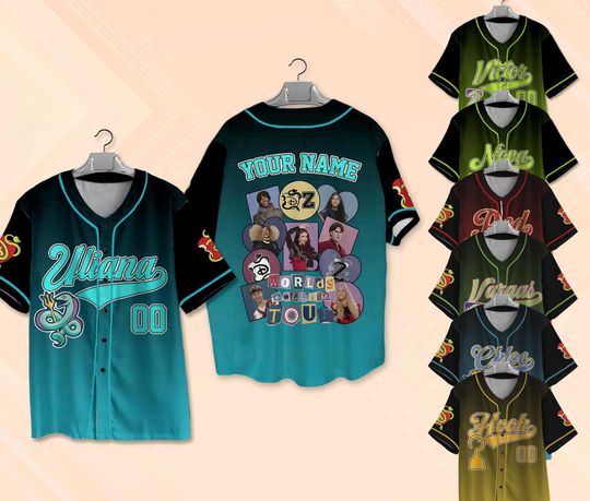 Discover Descendants Zombies Worlds Collide Tour Baseball Jersey, Descendants Red Jersey, Zombie Jersey, Like The Zombies Do, Summer Tour 2025 Jersey