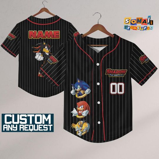 Personalize Sonic Shadow The Hedgehog, Custom Baseball, Sonic the Hedgehog Sports Tee, Gamer Gift Outfit
