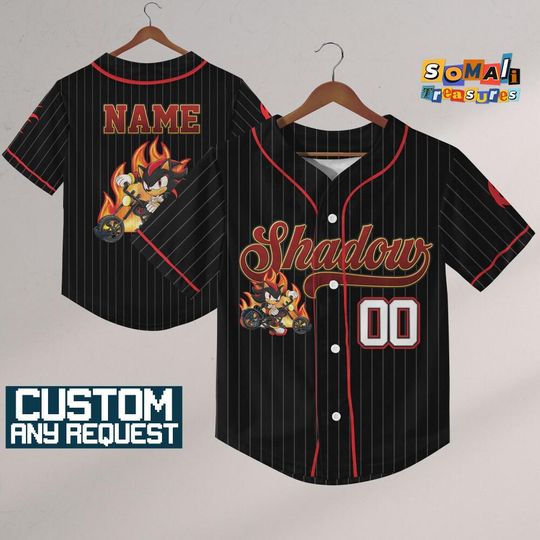 Personalize Sonic Shadow Biker The Hedgehog, Custom Baseball, Sonic the Hedgehog Sports Tee, Gamer Gift Outfit