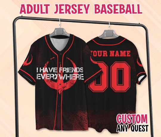 Discover Retro I Have Friends Everywhere Baseball Jersey, Andor Inspired Shirt, Gift for Friends, Galaxy's Edge Jersey Shirt, Disney Star Wars Jersey