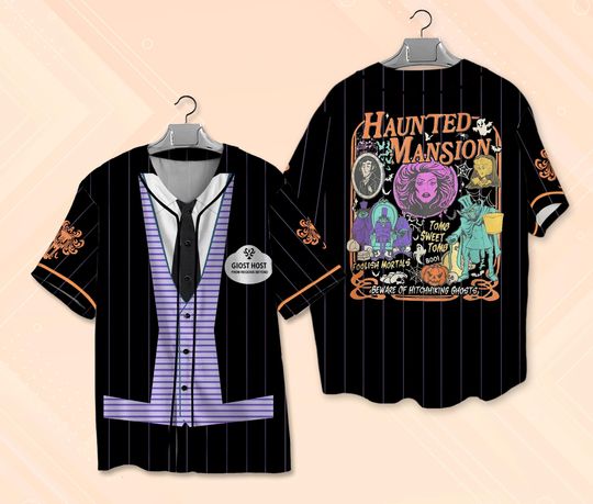 Discover Haunted Mansion Baseball Jersey, Haunted Mansion Jersey, Horror Movie Halloween Tee, Hitchhiking Ghosts Jersey Shirt, Disney Halloween Shirt