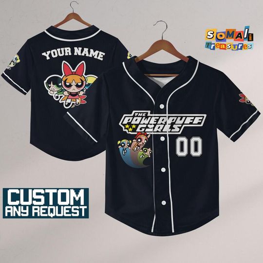 Discover Personalize Powerpuff Girl Action Black ,Funny Powerpuff Girls 90s Cartoons, Retro PowerPuff Girls Jersey, Birthday Gift For Fans