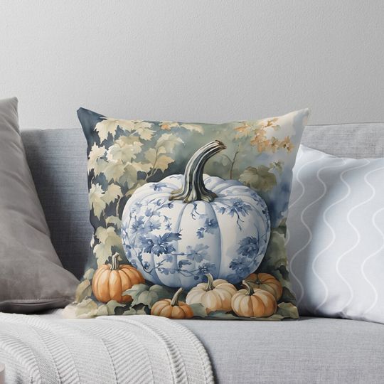 Discover Chinoiserie Pumpkin in Autumn Setting Pillow