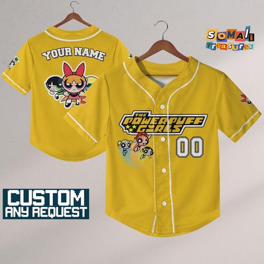 Discover Personalize Powerpuff Girl Action Yellow Black ,Funny Powerpuff Girls 90s Cartoons, Retro PowerPuff Girls, Birthday Gift For Fans