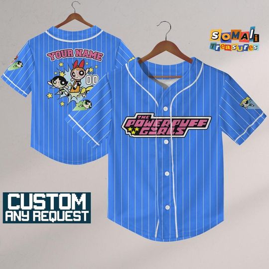 Personalize Powerpuff Girl Fly Blue Dark White ,Funny Powerpuff Girls 90s Cartoons, Retro PowerPuff Girls, Birthday Gift For Fans