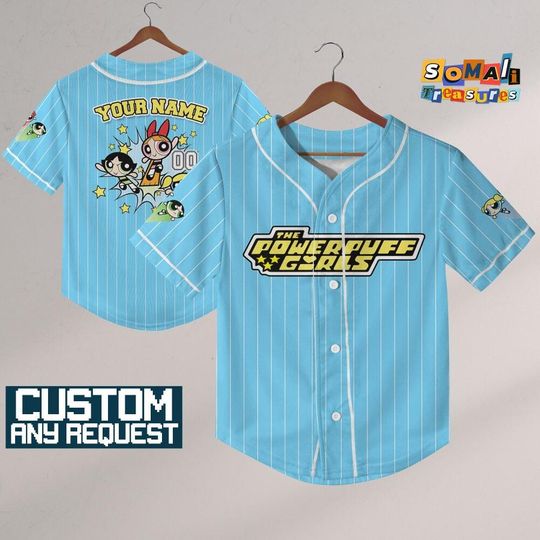 Personalize Powerpuff Girl Amazing Blue Black ,Funny Powerpuff Girls 90s Cartoons, Retro PowerPuff Girls, Birthday Gift For Fans