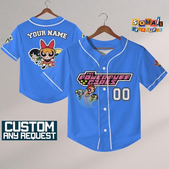 Personalize Powerpuff Girl Action Blue Dark Black ,Funny Powerpuff Girls 90s Cartoons, Retro PowerPuff Girls, Birthday Gift For Fans