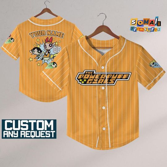 Discover Personalize Powerpuff Girl Fly Orange Black ,Funny Powerpuff Girls 90s Cartoons, Retro PowerPuff Girls Jersey, Birthday Gift For Fans