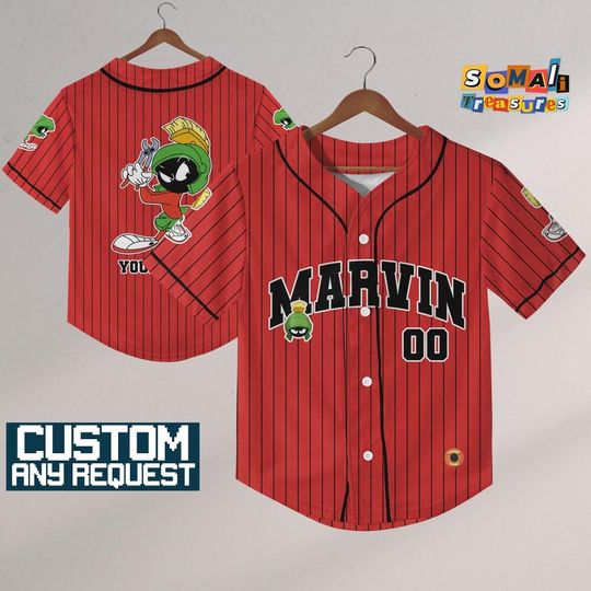 Personalize Looney Tunes Marvin Martian Baseball, Baseball Team Outfit, Gift for Space Jamz Fans, Tune Squad Jersey, Family Jersey