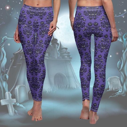 Halloween Haunted Mansion Leggings, Horror Workout Pants for Women