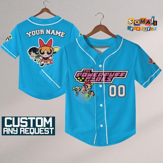 Personalize Powerpuff Girl Action Blue Black ,Funny Powerpuff Girls 90s Cartoons, Retro PowerPuff Girls, Birthday Gift For Fans