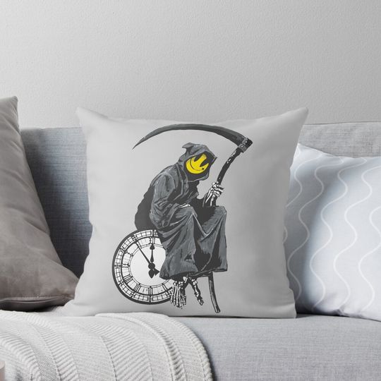 Discover banksy grim reaper clock Pillow