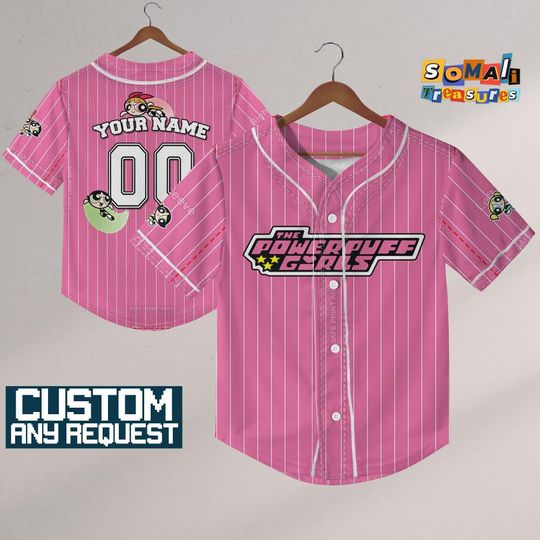 Personalize Powerpuff Girl Fly Smile Pink Black ,Funny Powerpuff Girls 90s Cartoons, Retro Power Puff Girls Jersey, Birthday Gift For Fans