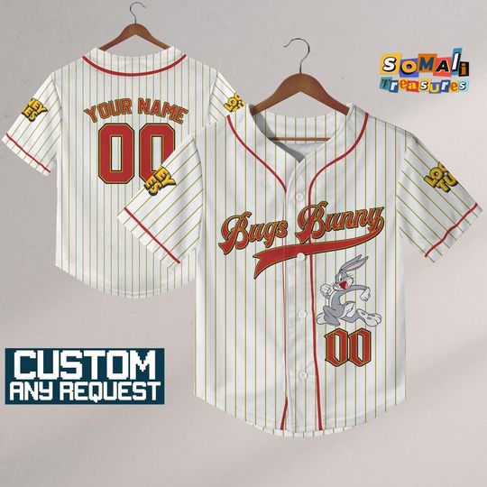 Personalize Looney Tunes Vintage Bugs Bunny Baseball, Baseball Team Outfit, Gift for Space Jamz Fans, Tune Squad Jersey, Family Jersey