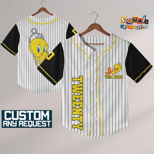 Personalize Looney Tunes Tweety Baseball, Baseball Team Outfit, Gift for Space Jamz Fans, Tune Squad Jersey, Family Jersey