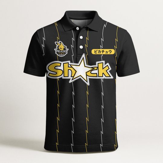 Pika Polo Shirt, Shock Pattern Graphic Polo, Vintage Aloha Pika Shirt, Funny Summer Beach Polo, Cute Kawaii Shirt Gift