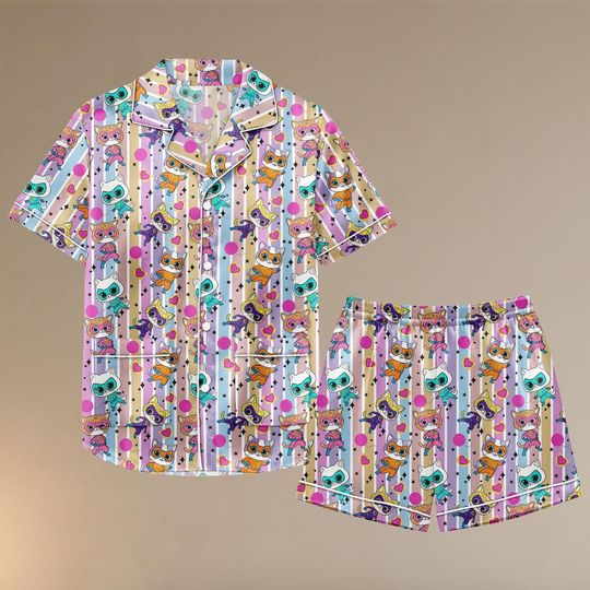 Discover Colorful SuperKitties Cat Pajama Set for Kids, Disney Cartoon Sleepwear