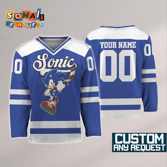 Discover Custom Sonic The Hedgehog Characters Hockey Jersey, Sonic the Hedgehog Birthday Gift, The Hedgehog Baseball Fan Lover Gift