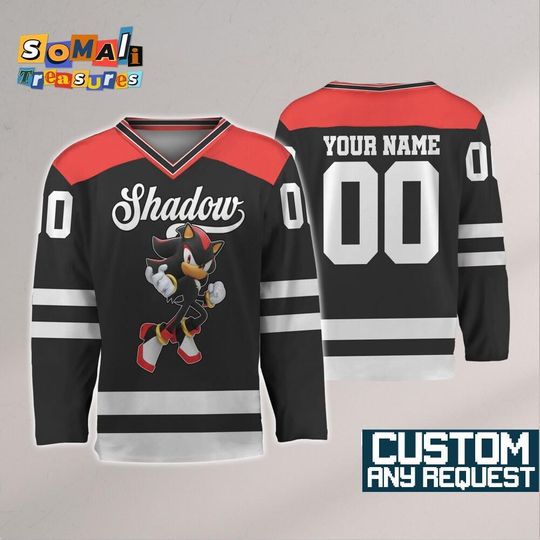 Discover Custom Shadow Sonic Characters ice Hockey Jersey, Personalized Number & Name Sonic Jersey, Sonic party jersey, Birthday gift for Kids