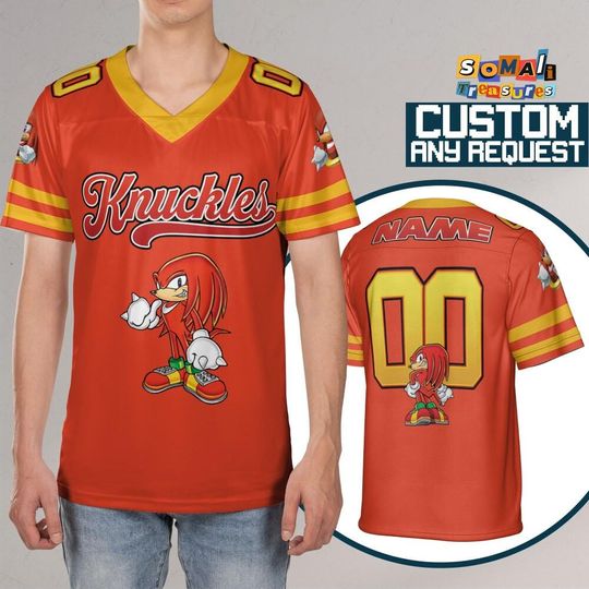 Personalize Knuckles The Hedgehog, Custom Baseball, Sonic the Hedgehog Sports Jersey, Gamer Gift Outfit