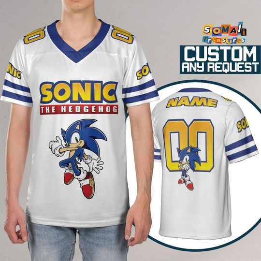Personalize Sonic The Hedgehog Awesome Football, Custom Baseball, Sonic the Hedgehog Sports Jersey, Gamer Gift Outfit