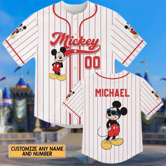 Discover Mickey Mouse Baseball Jersey, Custom Disney Character Jersey Shirt