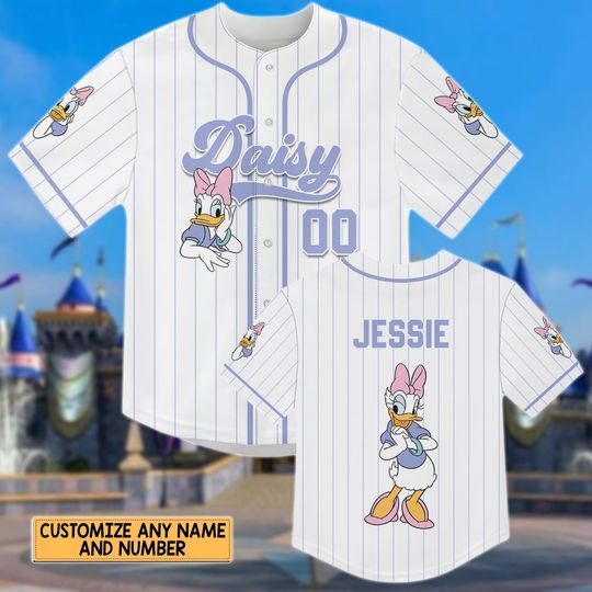 Daisy Duck Baseball Jersey, Personalized Disney Girl Outfit, Cute Summer Gift