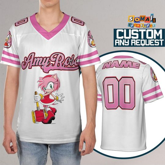 Personalize Amy Rose The Hedgehog, Custom Baseball, Sonic the Hedgehog Sports Jersey, Gamer Gift Outfit