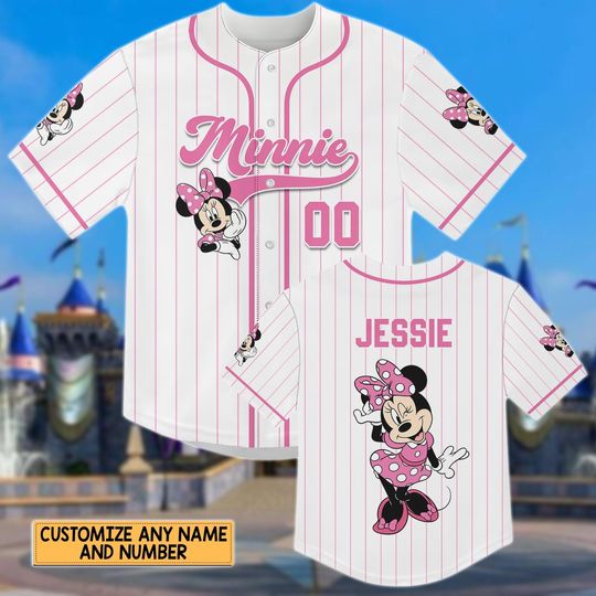 Discover Minnie Mouse Pink Baseball Jersey, Personalized Disney Princess Shirt