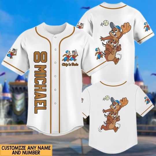 Discover Chip and Dale Baseball Jersey Shirt, Custom Name Disney Squirrel Top