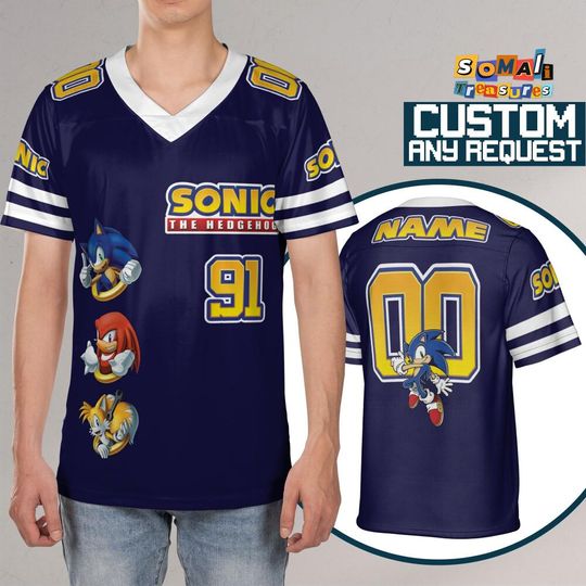 Personalize Sonic The Hedgehog Navy Blue, Custom Baseball, Sonic the Hedgehog Sports Jersey, Gamer Gift Outfit
